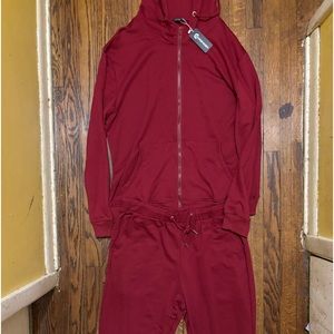 BNWT Red Coofandy zip up with pants